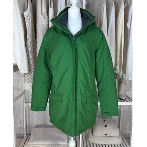 Land's End Women's Sz S Green Hooded Waterproof Lined Squall Coat SI #0004